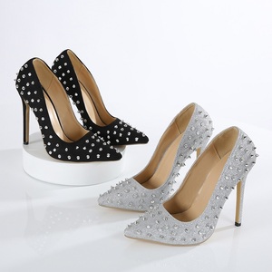 Nuevos Zapatos de Tacón Alto Plateados con Remaches, Diseño Peep Toe, de Charol, Transpirables y Antideslizantes para Oficina, Bodas y Primavera 2025 - Product Image 1