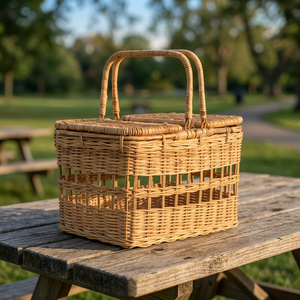 Panier de rangement en rotin tissé à la main de haute qualité pour le ménage et le pique-nique, décorations de Pâques, boîte de rangement d'organisation de chaussures jiahao - Product Image 1