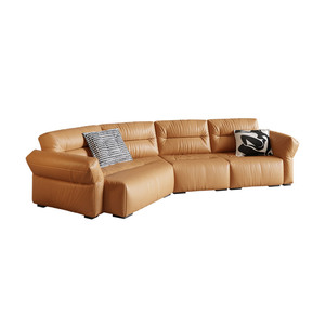 Canapé d'angle irrégulier en cuir véritable pleine fleur, style minimaliste italien, pour toutes les maisons - Product Image 5