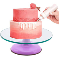 Offres Chaudes : Plateau Tournant à Gâteau 10-12 Pouces en Verre Trempé, Support Rotatif Antidérapant pour Pâtisserie