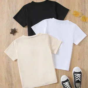 Camiseta infantil de bambu para crianças, camiseta de cores neutras, camiseta infantil de manga curta para bebês, roupas orgânicas de verão personalizadas