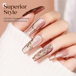 Vernis à ongles gel effet œil de chat : vernis gel magnétique marron avec bâtonnet magnétique, effet magique couleur automne, brillant galaxie œil de chat - Product Image 4