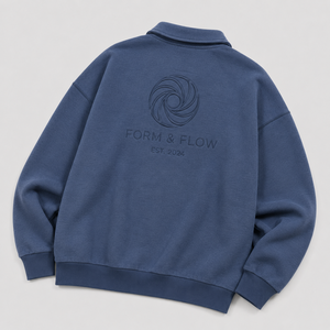 <span class=keywords><strong>Felpa</strong></span> con Cappuccio OEM 360g 100% Cotone Pesante con Scollo a V <span class=keywords><strong>Blu</strong></span> in French Terry, Zip Confortevole, Lavaggio Acido e Stampa Serigrafica - Product Image 2