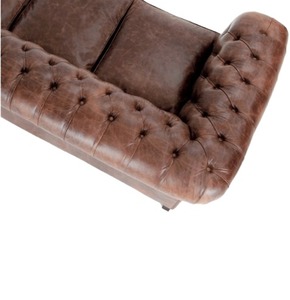 Sofá Chesterfield de Alta Calidad, 3 Plazas, Cuero Genuino, Tapizado Profundo, Mueble de Sala de Estar de Lujo, Estilo Clásico Elegante - Product Image 4