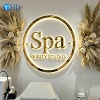 Enseigne commerciale LED personnalisée, enseigne rétroéclairée en métal, lettres de logo 3D illuminées, fabricant d'enseignes murales rondes pour salon de beauté, spa