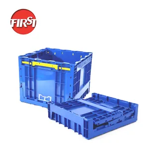 Wholesale folding solid box milk crates square foldable and stackable plastic moving crate