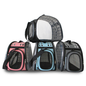 Sac de transport pour animaux de compagnie pliable transparent visible en plein air, boîte de transport portable transparente avec bandoulière, boîte de rangement - Product Image 5
