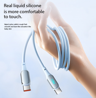 Câble USB C PD100W 65W avec affichage LED en silicone, charge super rapide, câble PD pour ordinateur portable, chargeur Type C, câble de données