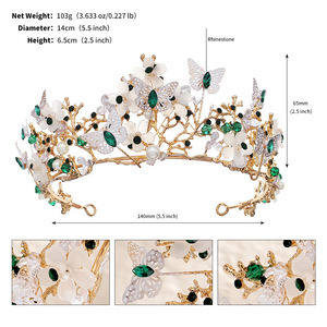 Diadèmes et Couronnes en Coquillage Doré Papillon et <span class=keywords><strong>Fleur</strong></span> d'Avocat, Bijoux de Cheveux Classiques Faits Main pour Mariage, Accessoires de Princesse Cosplay - Product Image 6