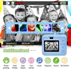 Appareil photo instantané portable pour enfants, double objectif, avec impression sur papier, carte MicroSD 32 Go, écran 2,4 pouces, zoom 21x-40x, vidéo 1080P - Product Image 2