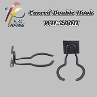 Support de fixation robuste à double crochet courbé en métal, flexible, amovible, multifonctionnel pour panneaux rainurés, outils de garage et de jardin