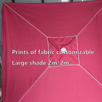 Parasol de plage carré personnalisé 2m, toile RPET de qualité supérieure, protection UPF, coupe-vent, indispensable pour l'extérieur