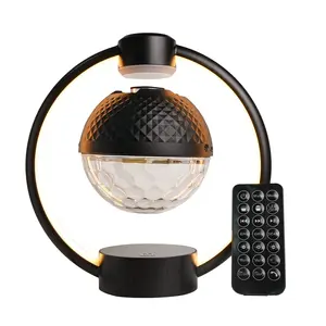 Custom Logo metal frame magnetic levitation floating Bluetooth Speakers with rbg light TF FM for gift decoration