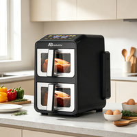 Nueva Freidora de Aire Moderna sin Aceite para el Hogar, 10L, Tres Capas, 2400W, Metálica, Cuadrada, Digital, Deshidratador, Certificación CE ROHS