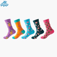 Chaussettes Jacquard Fantaisie Fruits Tendance Homme Femme Automne Hiver Polyester Coton Vente en Gros