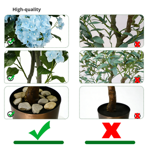 Nouvelle Conception Arbre de fleurs d'hortensia artificiel pour intérieur et extérieur Décoration de la maison Bleu 3 pi / 4 pi / 5 pi Arbre de fleurs d'hortensia - Product Image 3