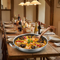 Poêle à paella personnalisée avec poignée et finition au choix pour la restauration et la vente en gros