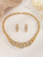 Parures de bijoux fantaisie, bijoux hip-hop exagérés, collier géométrique rétro court incrusté de diamants CCB