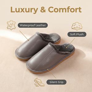 Sandalias Unisex de Plataforma Yearning, Cuero Vacuno Genuino, Forro de Franela, Lujosas, Impermeables, Antideslizantes y Transpirables - Product Image 1