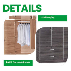 Armario de 4 puertas de roble blanco/oscuro contrachapado OEM al por mayor con espejo interior y cajones espaciosos para colgar - Product Image 4