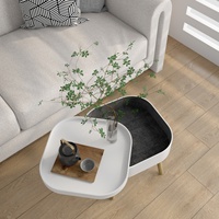 Table basse moderne de luxe en MDF sur mesure avec un design de rangement à double plateau de haute qualité en gros