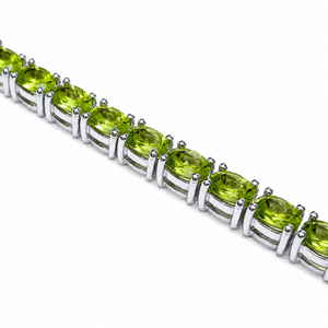 Pulsera de tenis de plata de ley 925 con peridoto y baño de rodio para mujer - Product Image 3