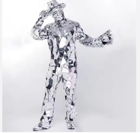 Costume de miroir argenté en acrylique réfléchissant pour spectacle, fête, cosplay
