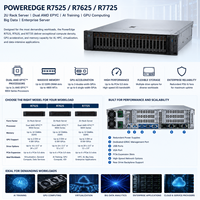 Serveur Rack 2U Dell PowerEdge R7525 R7625 R7725, double processeur AMD EPYC, pour l'IA, le calcul GPU, le Big Data et les entreprises