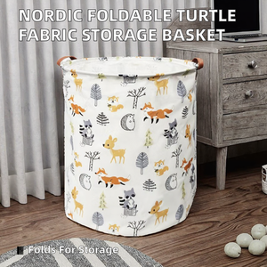 Cesta de Almacenamiento Plegable Ecológica de Lona con Diseño Nórdico Circular para Ropa, Artículos Diversos y Juguetes - Product Image 2