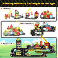 Ensemble de 80 tuiles magnétiques pour la construction de routes, 7,5 cm, blocs de construction magnétiques pour voitures, jouets éducatifs STEM, cadeaux éducatifs pour enfants