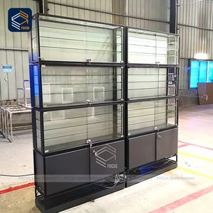 Vitrine de présentation en verre pour la vente au détail, cadre en métal, <span class=keywords><strong>porte</strong></span> <span class=keywords><strong>coulissante</strong></span> verrouillable, vitrine de rangement, base, équipement de vente au détail - Product Image 3