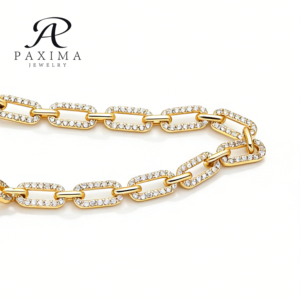 Collar de Plata S925 con Diamantes Cultivados en Laboratorio <span class=keywords><strong>y</strong></span> Cadena con Piedras Melee Chapadas en Oro para Joyería Femenina - Product Image 3