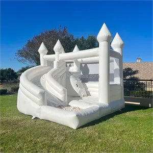 Commerciële Kwaliteit Pvc Bounce Huis Opblaasbare Uitsmijter Wit Bounce Huis Met Ballenbak Voor Kinderen Feest