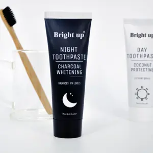 New Set Fluoride Free <strong>Teeth</strong> Whitening <strong>Coconut</strong> White <strong>Paste</strong> Black Charcoal Day and Night Toothpaste - Product Image 3