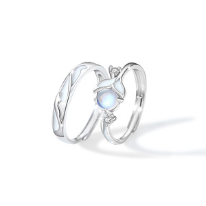 Anillos de pareja bạc mạ sáng cá voi đuôi cá vài vòng Ngày Valentine người đàn ông phụ nữ điều chỉnh mở vòng phát sáng trong bóng tối - Product Image 5