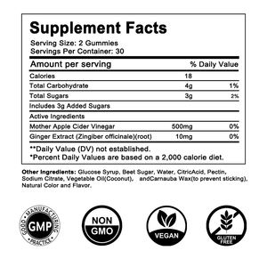 Vente chaude Mère Vinaigre De Cidre De Pomme En Gomme Keto BHB 2000mg Booster Cétogène ACV Gommes Minceur Detox Gummies - Product Image 2