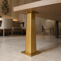 Pied de table conique doré en métal, base carrée pour projets de tables d'hôtel