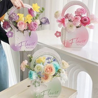 Blumenstrauß Wrapping Karton Papierkorb Faltbare Blume Trage Papiertüte mit Griff Druck Blumen Display Boxen