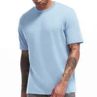 T-shirt basique uni à col rond avec logo personnalisé, coupe ajustée, manches courtes, mélange de coton, tissu doux, t-shirt essentiel