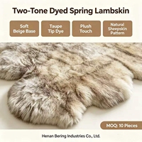Tapis de luxe bicolore en peau de mouton naturelle, couverture en agneau véritable teint à la pointe pour la décoration intérieure du salon