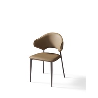 Chaise de salle à manger en cuir PU véritable, luxe moderne, pieds en acier inoxydable, structure en métal, chaises rembourrées