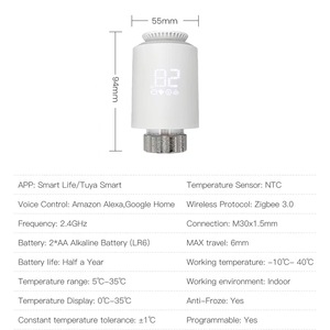 OEM Tuya intelligente valvola termostato digitale TRV ZigBee & WIFI programmabile termostato radiatore automatico per sistemi di riscaldamento a pavimento - Product Image 5