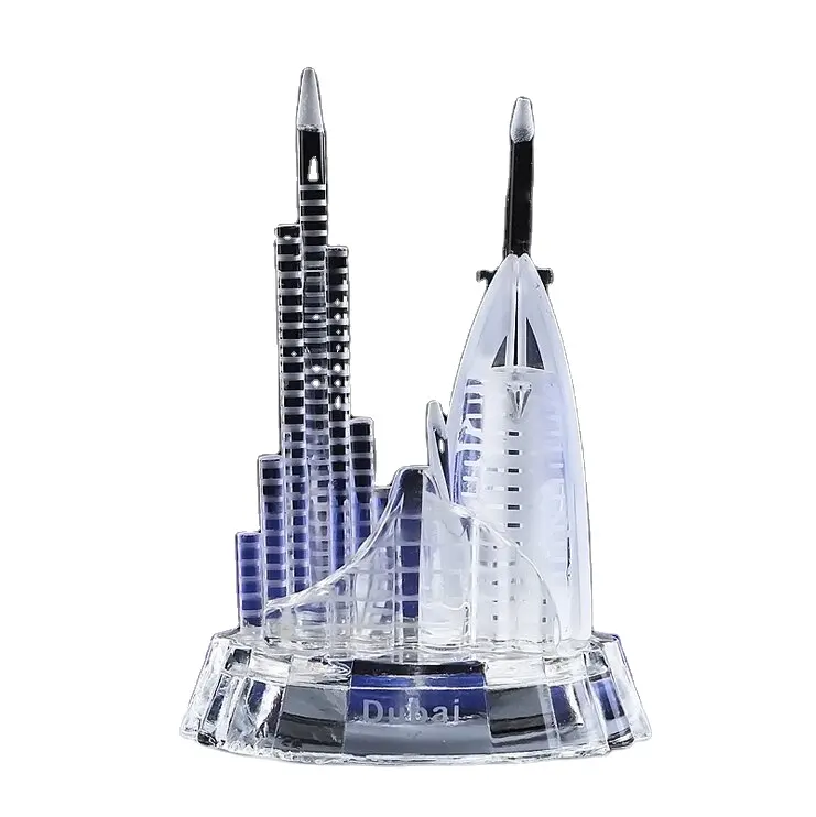 Atacado de alta qualidade personalizado 3d cristal modelo de construção dubai famoso landmark cristal lembrança presentes