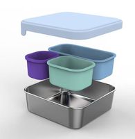 Plateau à collation rectangulaire en acier inoxydable 304 durable, avec compartiments, vente en gros, directement de l'usine, boîte à lunch pour enfants