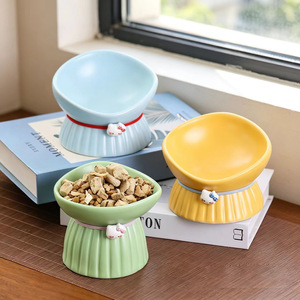 Bol surélevé en céramique rose antidérapant facile à nettoyer pour chats - Product Image 4