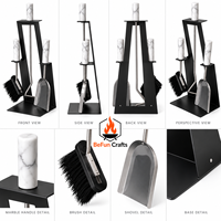 Ensemble d'outils pour foyer en acier noir, 3 pièces, avec pelle, fourche et brosse, accessoires durables pour foyer à bois d'intérieur, manche en marbre