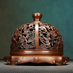 Quemador de incienso Ruyi con diseño de nubes de cobre púrpura, diseño hueco hecho a mano para el hogar, oficina, sala de té, uso religioso - Product Image 2