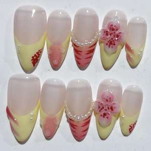 10 Uds. <span class=keywords><strong>de</strong></span> Uñas Postizas <span class=keywords><strong>de</strong></span> Gel Pintadas a Mano al por Mayor, Colores Variados, <span class=keywords><strong>las</strong></span> Más Vendidas, Hermosas, <span class=keywords><strong>de</strong></span> Lujo, Personalizadas y Hechas a Mano - Product Image 3