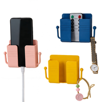 Boîte de rangement murale autocollante en plastique, support de charge pour téléphone, organisateur de télécommande pour bureau, chambre à coucher, salon