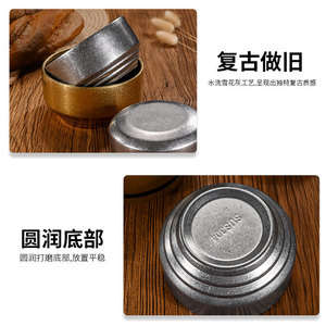 Bol à riz rétro en acier inoxydable 304 avec couvercle, double couche anti-brûlure, bol à soupe couleur unie pour usage domestique - Product Image 4